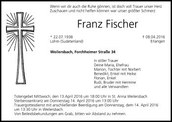 Anzeige von Franz Fischer von MGO