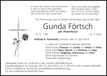 Anzeige von Gunda Förtsch von MGO