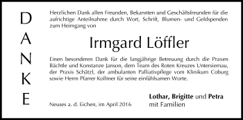 Anzeige von Irmgard Löffler von MGO
