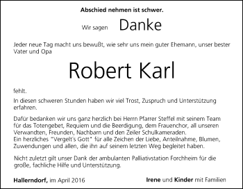Anzeige von Robert Karl von MGO