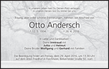 Anzeige von Otto Andersch von MGO