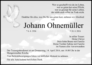 Anzeige von Johann Ohnemüller von MGO