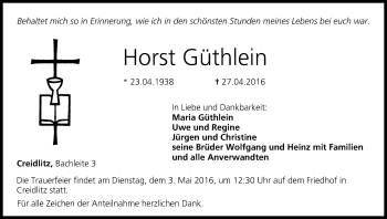 Anzeige von Horst Güthlein von MGO