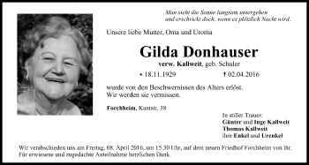 Anzeige von Gilda Donhauser von MGO