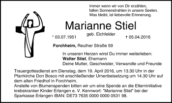 Anzeige von Marianne Stiel von MGO