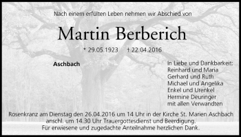 Anzeige von Martin Berberich von MGO