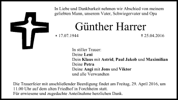 Anzeige von Günther Harrer von MGO