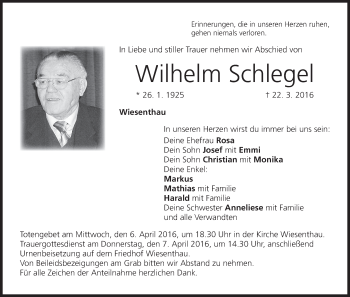 Anzeige von Wilhelm Schlegel von MGO
