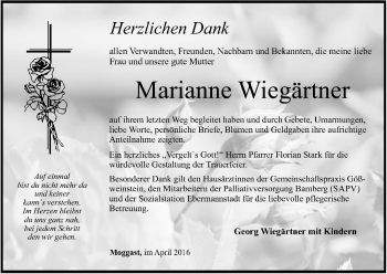 Anzeige von Marianne Wiegärtner von MGO