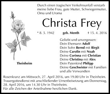 Anzeige von Christa Frey von MGO