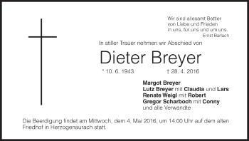Anzeige von Dieter Breyer von MGO