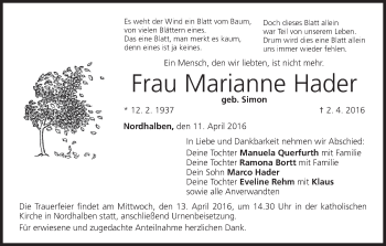 Anzeige von Marianne Hader von MGO