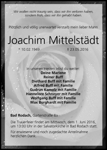 Anzeige von Joachim Mittelstädt von MGO
