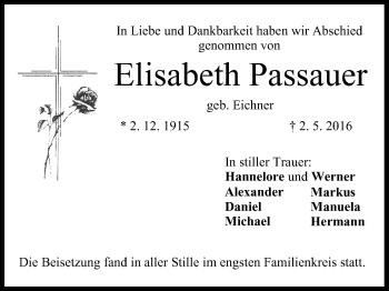 Anzeige von Elisabeth Passauer von MGO