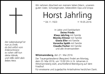 Anzeige von Horst Jahrling von MGO