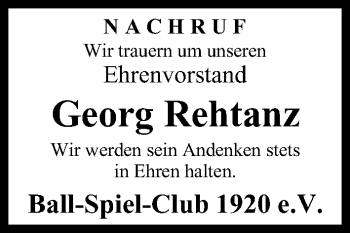 Anzeige von Georg Rehtanz von MGO