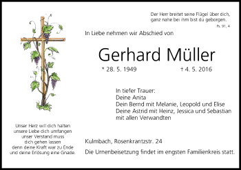 Anzeige von Gerhard Müller von MGO