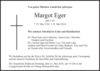 Anzeige von Margot Eger von MGO