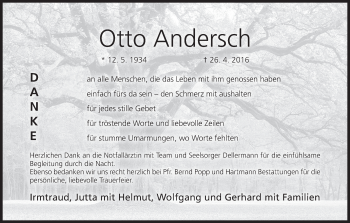 Anzeige von Otto Andersch von MGO