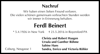 Anzeige von Ferdl Beinert von MGO