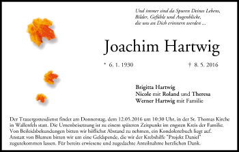 Anzeige von Joachim Hartwig von MGO