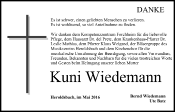 Anzeige von Kuni Wiedemann von MGO