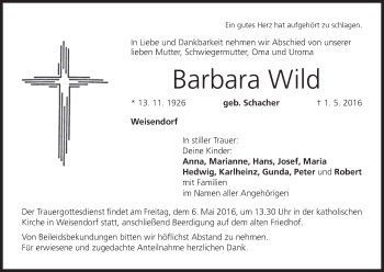 Anzeige von Barbara Wild von MGO