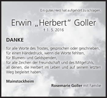 Anzeige von Erwin Goller von MGO