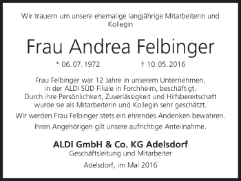 Anzeige von Andrea Felbinger von MGO
