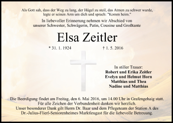 Anzeige von Elsa Zeitler von MGO