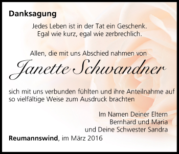 Anzeige von Janette Schwandner von MGO
