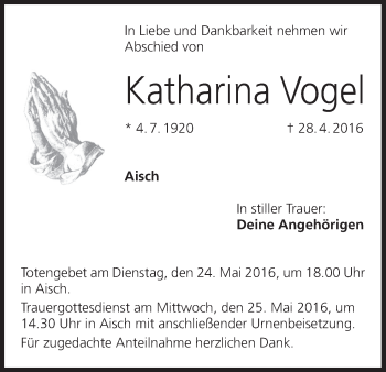 Anzeige von Katharina Vogel von MGO