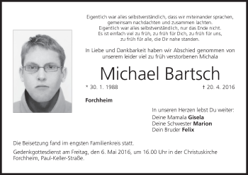 Anzeige von Michael Bartsch von MGO