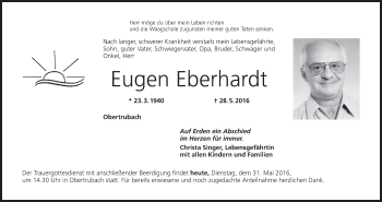 Anzeige von Eugen Eberhardt von MGO