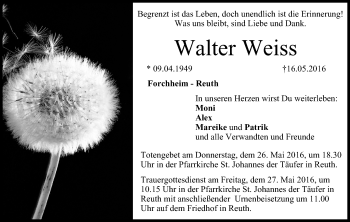 Anzeige von Walter Weiss von MGO