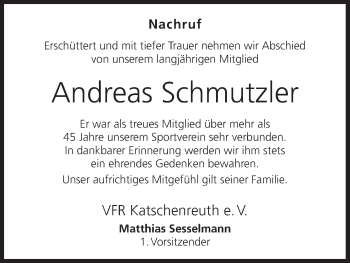 Anzeige von Andreas Schmutzler von MGO