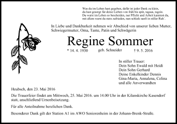 Anzeige von Regine Sommer von MGO