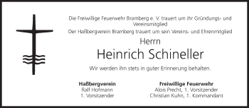Anzeige von Heinrich Schineller von MGO