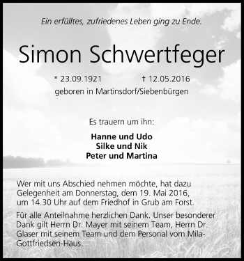 Anzeige von Simon Schwertfeger von MGO