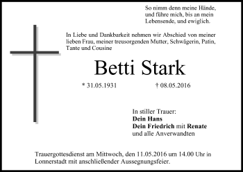 Anzeige von Betti Stark von MGO