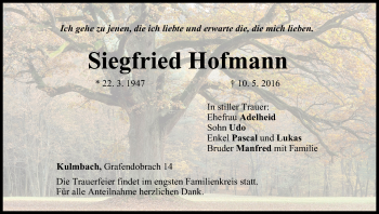 Anzeige von Siegfried Hofmann von MGO