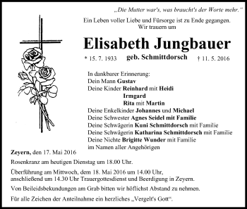 Anzeige von Elisabeth Jungbauer von MGO