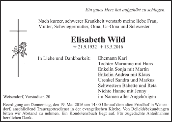 Anzeige von Elisabeth Wild von MGO