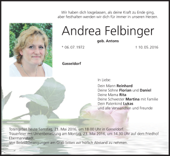 Anzeige von Andrea Felbinger von MGO