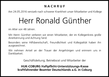 Anzeige von Ronald Günther von MGO
