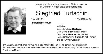 Anzeige von Siegfried Turtschin von MGO
