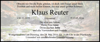 Anzeige von Klaus Reuter von MGO