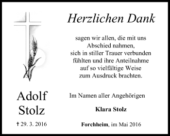 Anzeige von Adolf Stolz von MGO