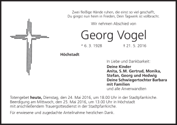 Anzeige von Georg Vogel von MGO