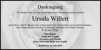 Anzeige von Ursula Willert von MGO